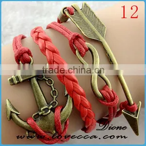 Fashion Statement Jewelry Classic Vintage Bracelets Infinitely Anchor Bracelet Leather thumbnail-1