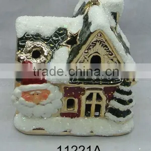 Pottery Christmas House Candle Holder thumbnail-1