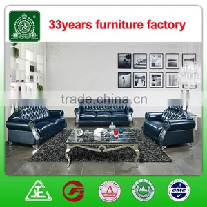 H001 New European Style Living Room Classic Leather Sofa With Buttons thumbnail-2