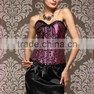 Sexy Brocade Fabric Corset Srapless for Mature Women thumbnail-3