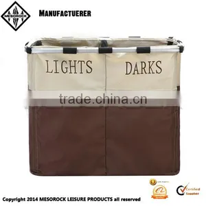 Foldable Bin Bags Section Basket Double Laundry Sorter Hamper Light & Dark thumbnail-2