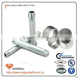 1/8''-8'' NPT Black / Galvanized Male Thread Barrel Long Double Thread Nipples thumbnail-3