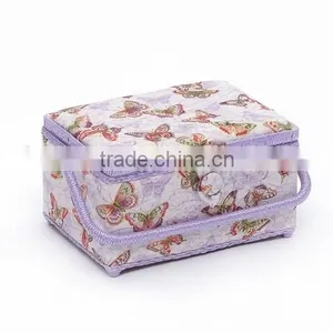 Butterfly Print Wooden Sewing Kit Box w/ Accessories thumbnail-1