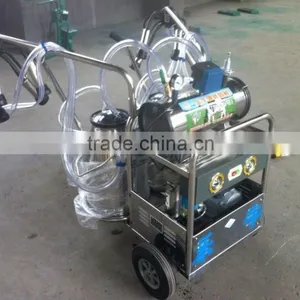 Two Buckets Vacuum Pump Mobile Cow Milking Machine Price thumbnail-1