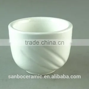 White Porcelain Cup With Embossed Wave Design thumbnail-1