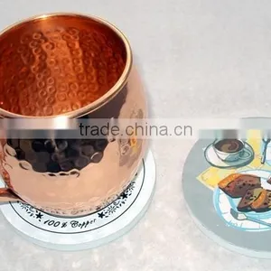Customized Cheap Wooden Tea Cup Coaster, Tea Placement Cup Mat Coaster, Handmade Mule Mug Coaster, Custom MDF Wood Coaster thumbnail-3