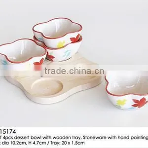 Dessert Ceramic Bowl, Set of 4 , With Beautiful HandPaniting thumbnail-1