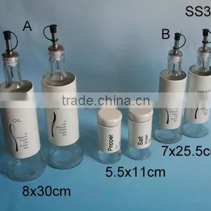 2016 Hot Selling Unique Glass Oil Bottle and Spice Jar Cruet Set With Coating thumbnail-1