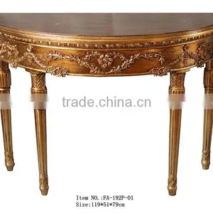 Antique Gold Reproduction Console Table With Mirror thumbnail-1