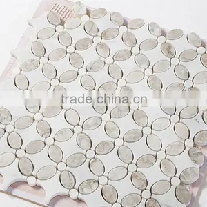 MM-CV284 Cheap Carrara Natural Stone Flower White Marble Mosaic thumbnail-1