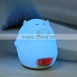 Pig Shape Silicone Animal Led Alarm Clock Night Light For Kids thumbnail-3