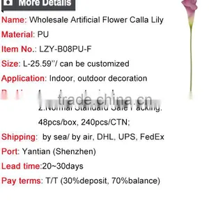 Dongguan Wholesale Artificial Flower Calla Lily Synthetic Flower Calla Lily Fake Flower Calla Lily thumbnail-6