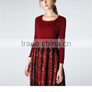 Latest Design Spring Lady Pleated Bohemia Long Dress thumbnail-2