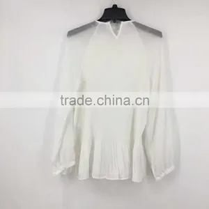Yiwu Stock Apparel Women Pleated Transparent Sexy Chiffon Blouse thumbnail-5