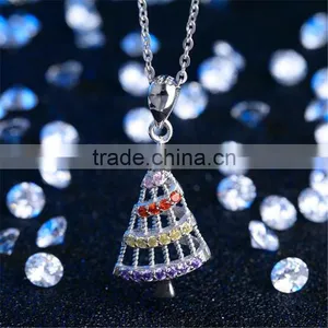 Fashion Jewelry Charm Pendant 925 Sterling Silver CZ Christmas Tree Pendant thumbnail-1
