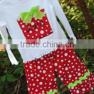 Christmas Polka Dot Present Outfit With Monogram Shirt and Ruffle Pants thumbnail-1