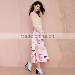 MGOO High Quality Wholesale Women Long Skirts With Block Print Midi High Waist Skirts 15146A360 thumbnail-2