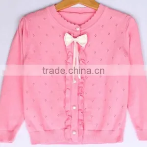 Namely Trendy Lastest Bow Ruffle Babies Girls Crochet Knit Sweater thumbnail-1