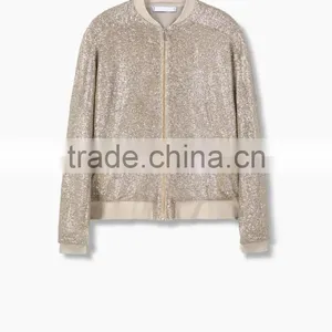 Wholan Sliver Sequins Flight Jackets Oem Reversible Sequin Fabric Bomber Jacket thumbnail-2