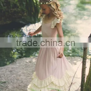 Flower Girl Dress Vintage Boho Dress Junior Twirling Bridesmaid Dress thumbnail-1