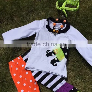 The Halloween Kids Girls The Witch's Shoes OUTFITS Pant Sets Girls Boutique Clothes Kids Sets With Matching Accessory thumbnail-3