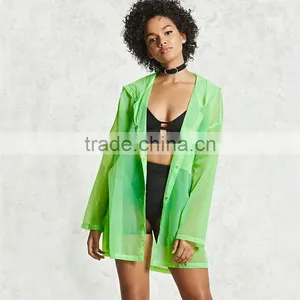 Lightweight Outdoor Waterproof Rain Hoodie Ladies Transparent Nylon Jackets thumbnail-4