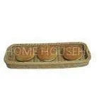 Beige HandWeaved Poly Rattan Bread Basket For Coffee / Bakery Shop thumbnail-1