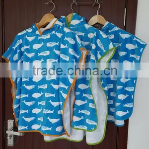 100 Cotton Reactive Printed Hooded Poncho Towels thumbnail-1