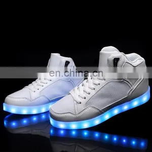 Latest Design Hot Sale High Shoes for Men PU+mesh Light Shoes Street Dance Luminous High Top LED Shoes Sneakers for Boys thumbnail-6
