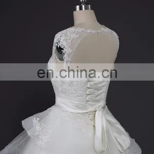 High-end Customize White Illusion Neckline Applique Wedding Dress Designers thumbnail-6