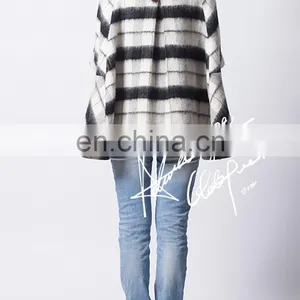 2015 Winter Brand Design Womens Wool Poncho Coat Ladies Plaid Cape Coat Model thumbnail-3