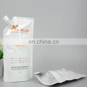 China Manufacture Coloring Printing 500ml Anti-bacterial Disinfectant Stand up Packaging Pouch With Spout thumbnail-4