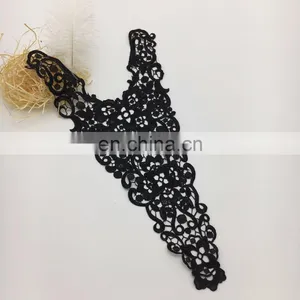 OLN14770 Elegant Black Neck Lace Hand Embroidery Designs for Girls Dress thumbnail-1
