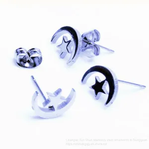 Foreign Trade Accessories, Moon and Stars, Body Piercing Stainless Steel Bow Tie Earrings Wholesale thumbnail-3