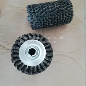Hex-pipe Twisted Wire Wheel Brush Roll 125mm Diameter thumbnail-1