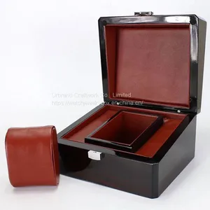 Personalized Luxury Piano Black Lacquer Finish Wooden Watch Box for Men thumbnail-1