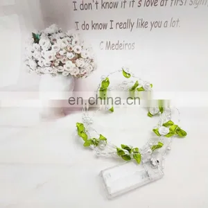 Romantic Pearl Beads With Small Cloth Rose Copper Wire String Light Battery Powered LED Fairy Light thumbnail-3