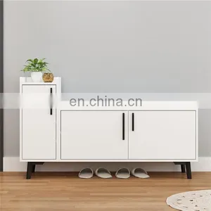Wooden Shoe Cabinet Rack Bench With Storage Soft Seat Cushion thumbnail-1