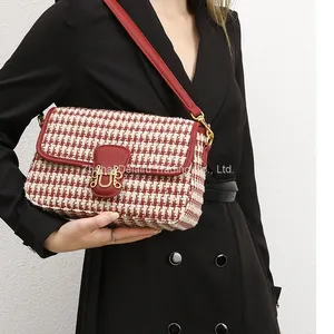 2023 New Arrival Ladies Houndstooth Bridal Bag Single Shoulder Crossbody Bag Fashion Small Square Bag thumbnail-1