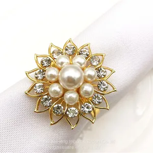 White Pearl Flower Napkin Holder Rings For Wedding Table Decoration thumbnail-1