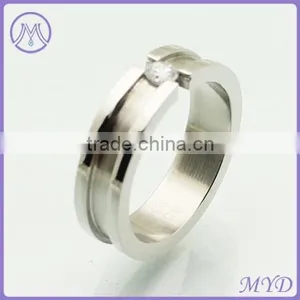 Fashion Jewelry Mens CZ Zircon Crystal Stainless Steel Jewelry Finger Ring thumbnail-2