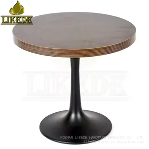 Heavy Duty Tea Table With Tulip and Trumpet Base in Black Aluminum Carbon Steel Stainless Metal Tulip Trumpet Base in Black thumbnail-3