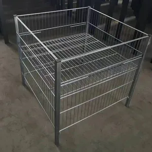Foldable Galvanized Stackablecontainer 500kgs With Heavy Duty Construction Wire Mesh Storage Cage thumbnail-4