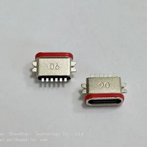 Waterproof Type-C 6-Pin Flat PCB Socket With 0.8mm Pitch, 6.7mm Length, IP68 Rating, and Waterproof Gasket (U-shaped) Zinc Alloy Casing thumbnail-3