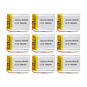 ZonYou 402030 Pouch Cell 3.7V LiCoO2 LiPo Battery 180mAh 500 Cycles for Electronic Toys thumbnail-1