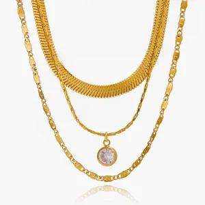 18K Gold Plated Letter Necklace - Non-Fade Stainless Steel Coin Jewelry for Wholesale thumbnail-1