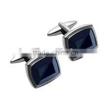 Manufacturer Supply OEM Latest Design 316L Stainless Steel Cufflink Simple Black Diamond Silver Plated Round Cufflinks for Men thumbnail-1