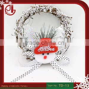 Xmas Decoration Gifts Indoor Wooden Hanging Ornament Felt Snowman Pine Christmas Garland Wholesale Suppliers thumbnail-1