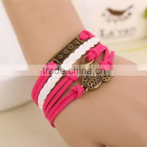 China High Quality Jewelry Vintage Owl Hope Braided Bracelet in 4 Pcs Quality Choice thumbnail-3