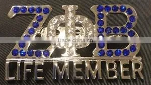 Rhinestone Crystal Brooch Zeta Phi Beta LIFE MEMBER Lapel Pin thumbnail-1